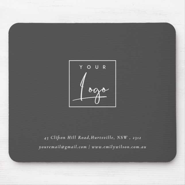 Simple Dark Black Custom Promotional Business Logo Mouse Pad (Front)
