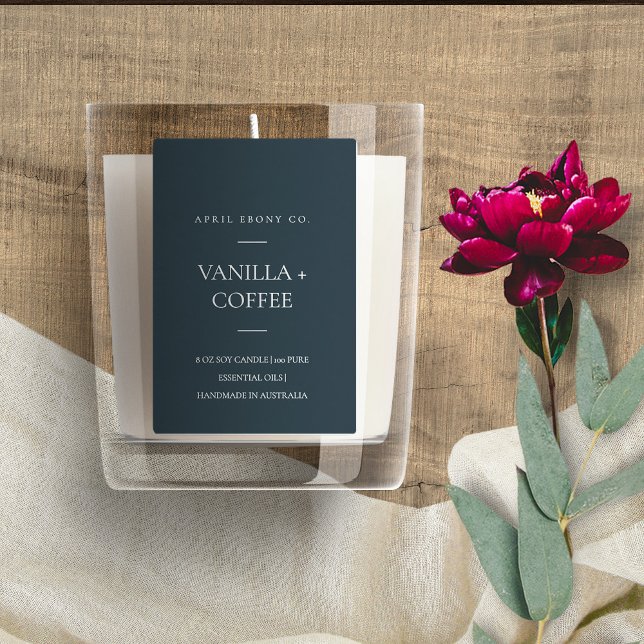 SIMPLE DARK BLUE BLACK MINIMAL MODERN CANDLE  FOOD LABEL (Creator Uploaded)