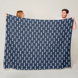 Simple Dark-Blue Custom Repeating Name pattern Fleece Blanket