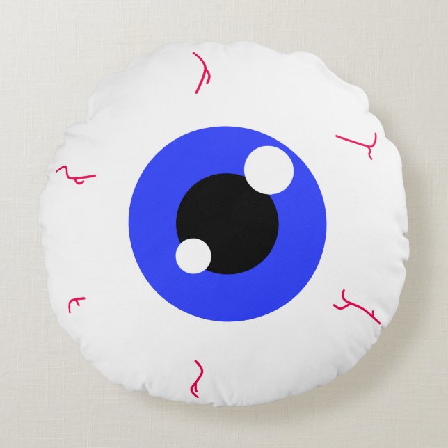 Simple Dark Blue Eyeball Round Pillow (Front)