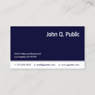 Simple Dark Blue White Colour Business Card