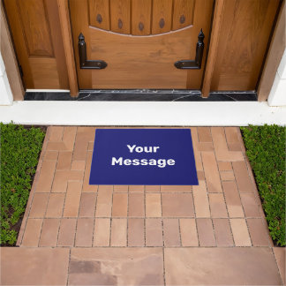 Simple Dark Blue White Your Message Text Template Doormat