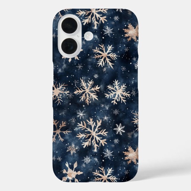 Simple Dark Blue with Snowflakes Case-Mate iPhone Case (Back)