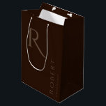 Simple Dark Brown Monogram Personalized Groomsmen Medium Gift Bag<br><div class="desc">This dark brown personalized groomsmen gift bag features personalized groomsman's name,  and calligraphy monogram. Change background and fonts colours easily if you like.</div>