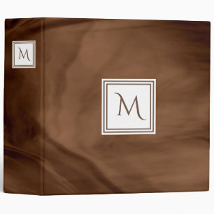 Simple Dark Brown Subtle Marble Modern Monogram Binder