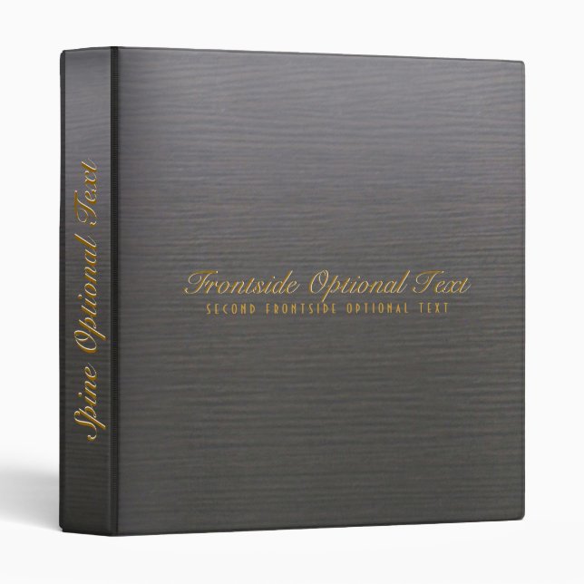 Simple Dark Gray Wood Grain Texture Monogram Binder (Front/Spine)