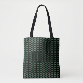 Simple dark green and black line patterned Tote