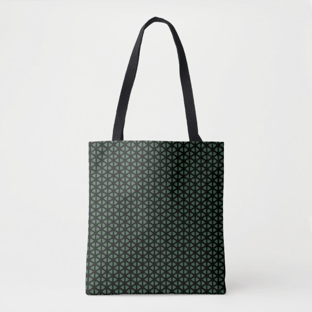 Simple dark green and black line patterned Tote (Front)