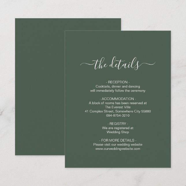 Simple Dark Green Enclosure Card (Front/Back)