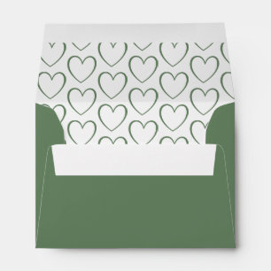 Simple Dark Green Heart Pattern Wedding RSVP   Envelope