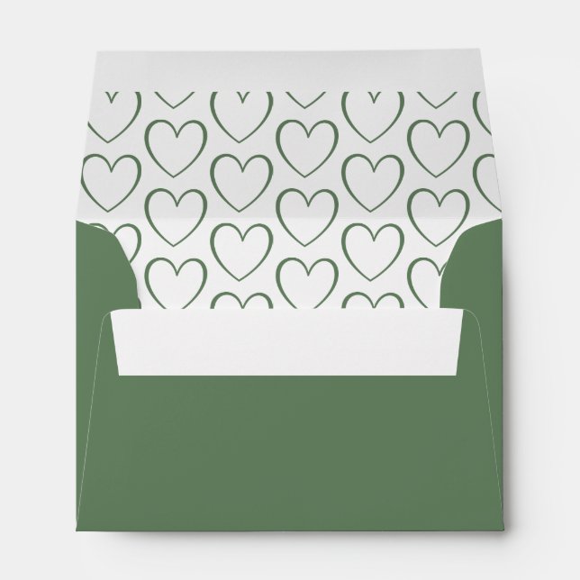 Simple Dark Green Heart Pattern Wedding RSVP   Envelope (Back (Bottom))