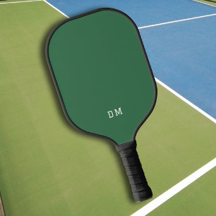 Simple Dark Green Monogram Initials  Pickleball Paddle