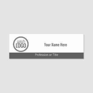 Simple Dark Grey Band with Your Logo Professional Name Tag