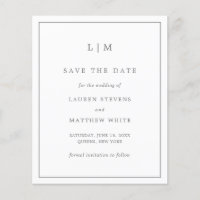 Simple Dark Grey Budget Wedding Save the Date