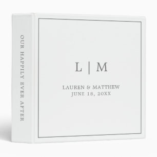 Simple Dark Grey Monogram Elegant Wedding Binder
