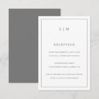 Simple Dark Grey Monogram Elegant Wedding