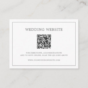 Simple Dark Grey Monogram QR Code Elegant Wedding Enclosure Card