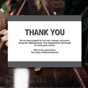Simple Dark Grey Traditional Sympathy Funeral Thank You Card
