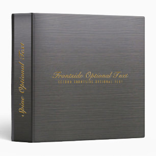 Simple Dark Grey Wood Grain Texture Monogram Binder