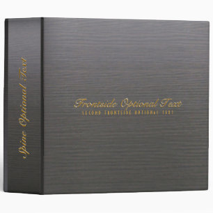 Simple Dark Grey Wood Grain Texture Monogram Binder