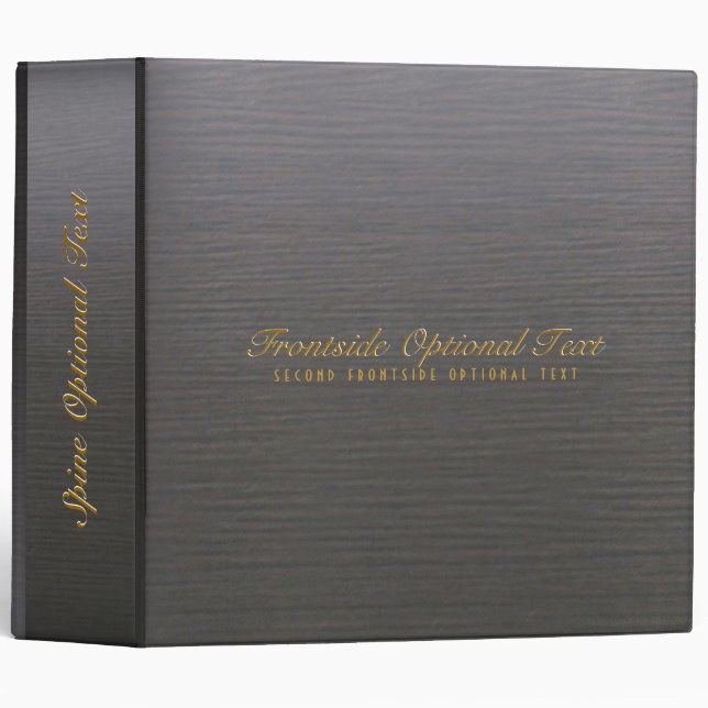Simple Dark Grey Wood Grain Texture Monogram Binder (Front/Spine)