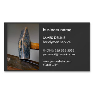 Simple Dark Hammer Handyman Service Magnetic Business Card