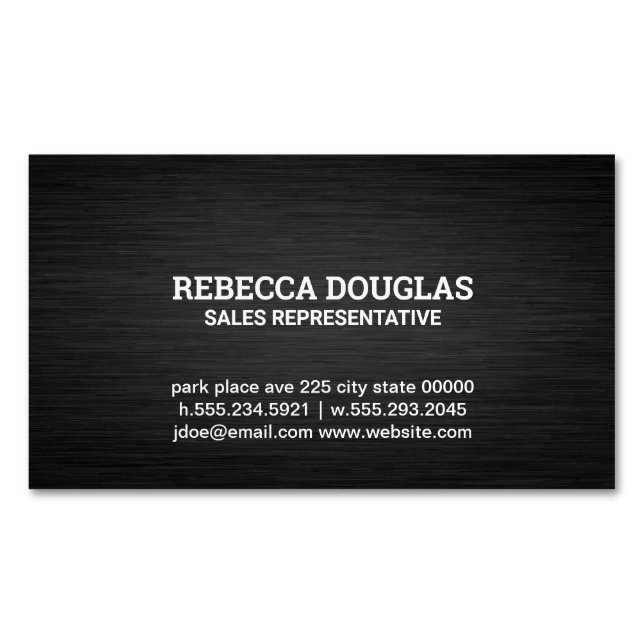 Simple Dark Metallic Texture Magnetic Business Card (Front)