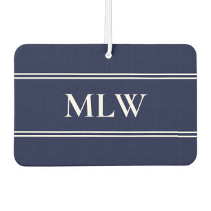 Simple Dark Midnight Blue and White Monogram Air Freshener