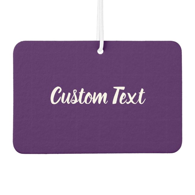 Simple Dark Purple and White Script Text Template Air Freshener (Front)