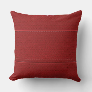 Simple Dark Red Faux Leather Look Pattern Throw Pillow