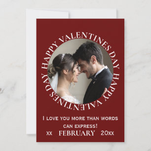 Simple Dark Red Photo Valentine's Day Card