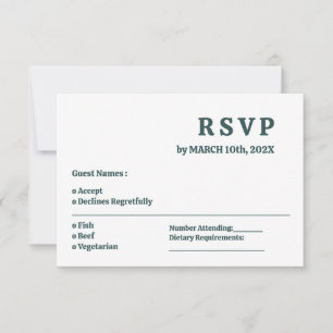 Simple Dark Slate Grey Minimal Wedding RSVP Card