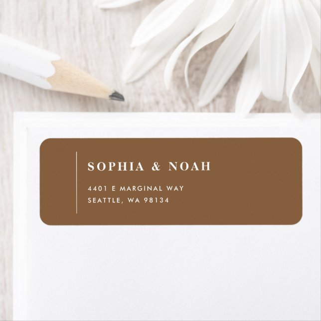 Simple Dark Taupe Modern Wedding Return Address  (Insitu)