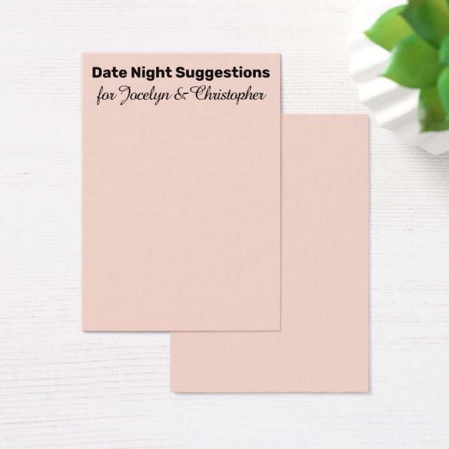 Simple Date Night Suggestions Blush Pink Card (Desk)