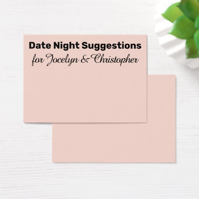 Simple Date Night Suggestions Blush Pink Card (Desk)