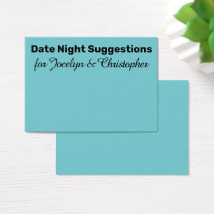 Simple Date Night Suggestions Turquoise Card