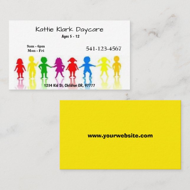 Simple Daycare Business Cards (Front/Back)