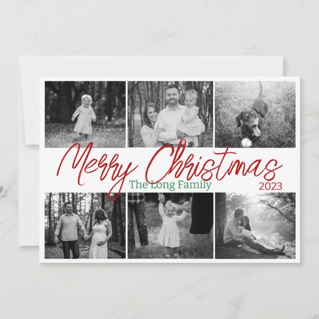 Simple Days 6 Photo Family Christmas Card (Front)