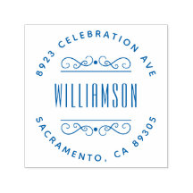 Simple Deco Family Name Round Return Address
