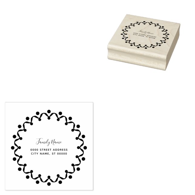 Simple Decorative Return Address Rubber Stamp (Stamped)