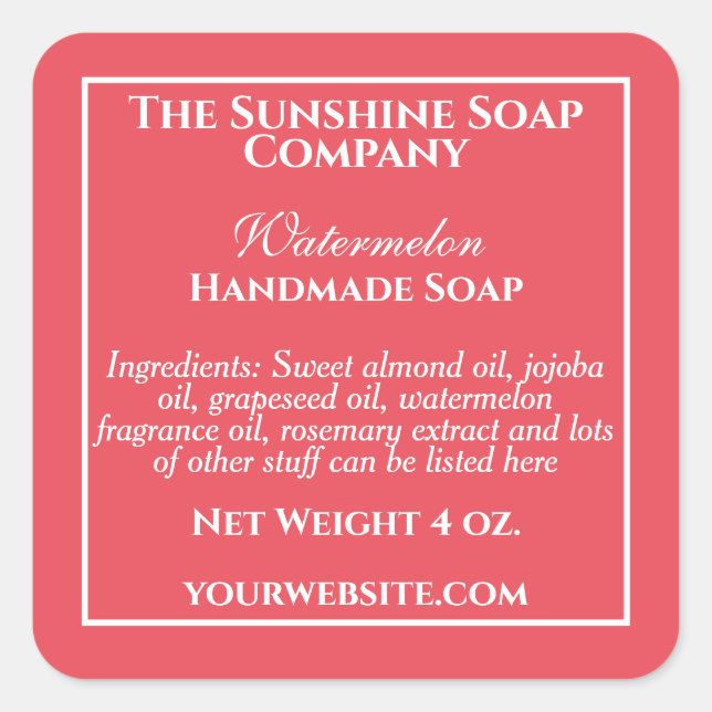 Simple Deep Pink Soap and Cosmetics Label  (Front)