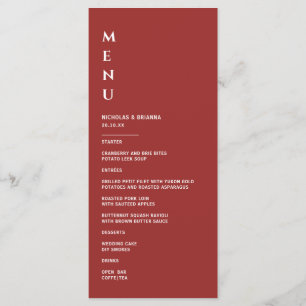 Simple Deep Red Wedding Menu
