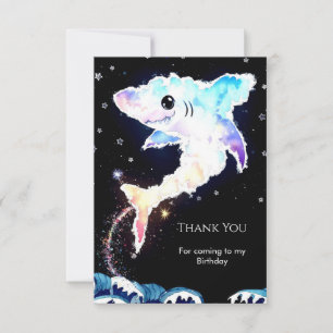 Simple Deepsea Blue Shark Birthday Thank You Card