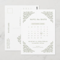 Simple Delicate Floral Calendar  Save the Date    