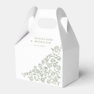 Simple Delicate Floral Timeless Sage Green Wedding Favor Box