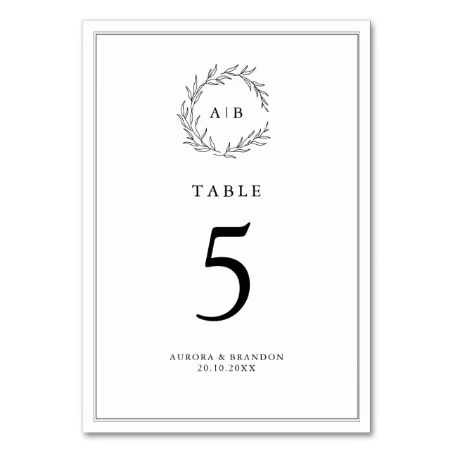 Simple Delicate Floral Timeless Sage Green Wedding Table Number (Front)