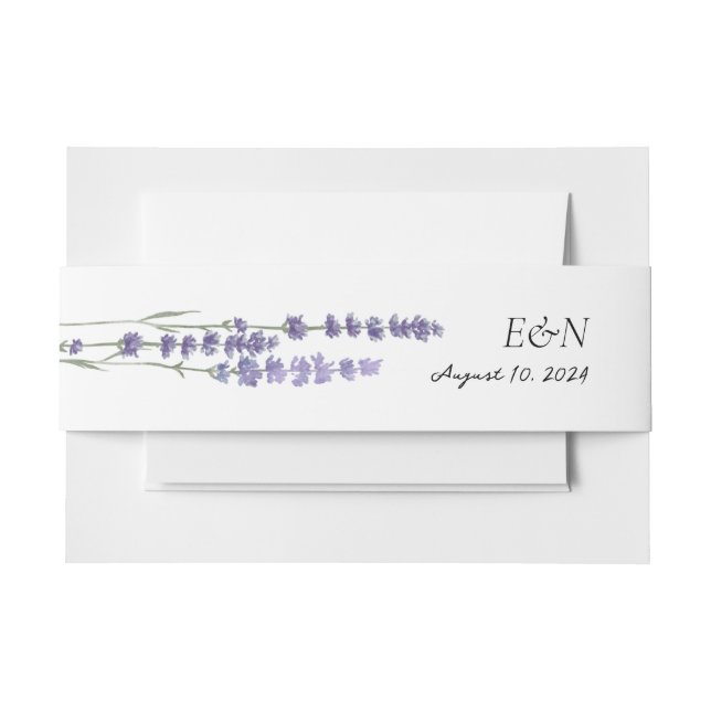 Simple Delicate French Lavender Wedding Invitation Belly Band (Front Example)