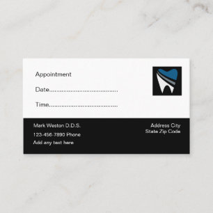 Simple Dentist Appointment Reminder Business Cards