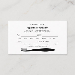 Simple Dentist Toothbrush Appointment Reminder Card