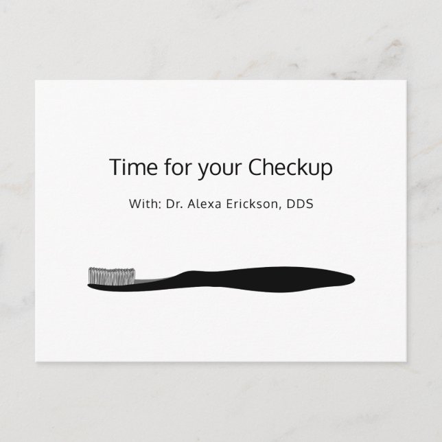 Simple Dentist Toothbrush Appointment Reminder Postcard (Front)